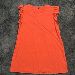 SHEIN Vibrant Orange Ruffle Sleeve Dress